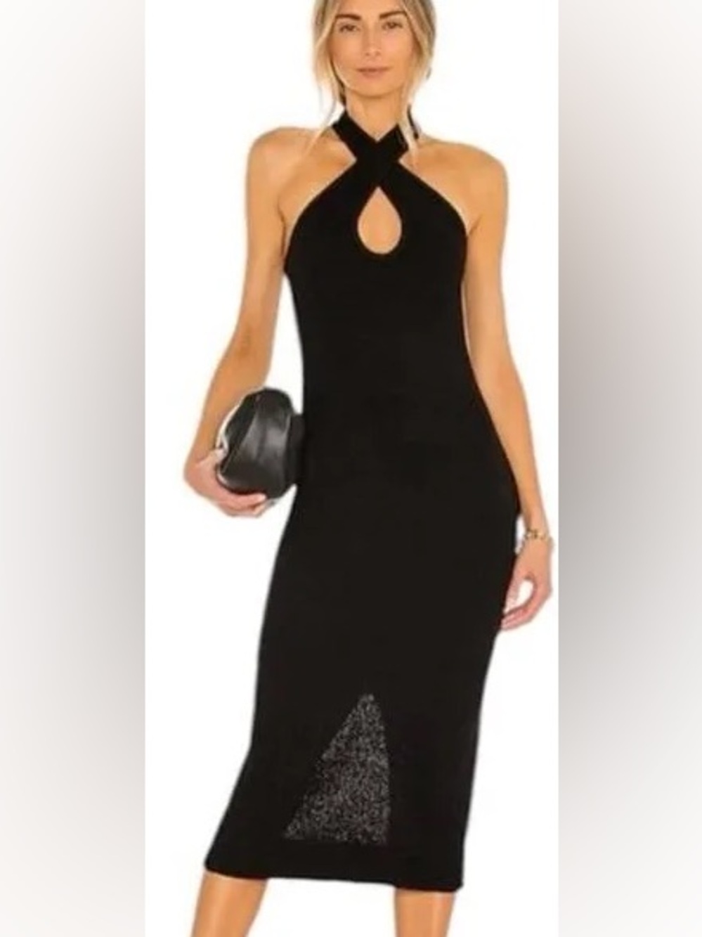 LPA Black Halter Maxi Dress with Keyhole Size Medium